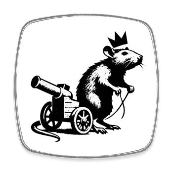 Imperial Rat on Cannon Cart | King Rat - Square fridge magnet - white - Front