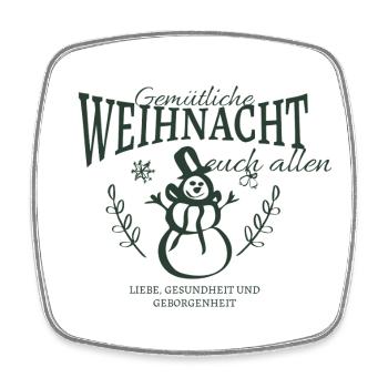 Schneemann - Viereckiger Kühlschrankmagnet - Weiß - Vorne