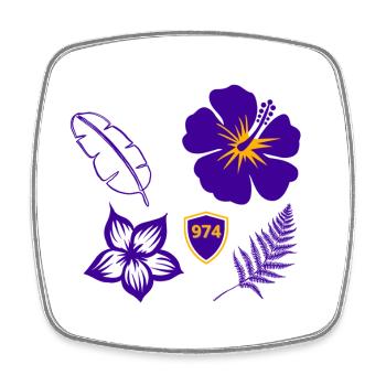 Purple Hibiscus Shield 974 - Square fridge magnet - white - Front