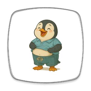 Pingouin heureux avec ventre - Magnet carré - blanc - Devant