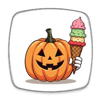 Süßer Grusel Kürbis mit Eiswaffel - Square fridge magnet - white - Front