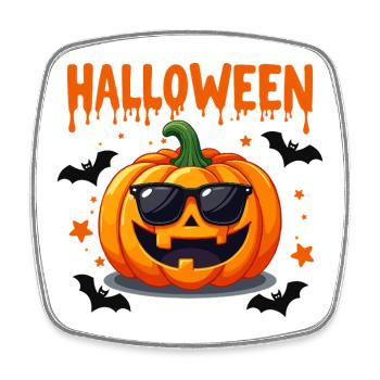 Halloween pumpkin with sunglasses - Square fridge magnet - white - Front