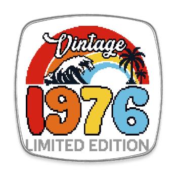 Vintage 1976 Limited Edition - Viereckiger Kühlschrankmagnet - Weiß - Vorne