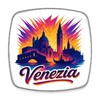 Venedig Venezia Stadt Italien Silhouette Geschenk - Viereckiger Kühlschrankmagnet - Weiß - Vorne