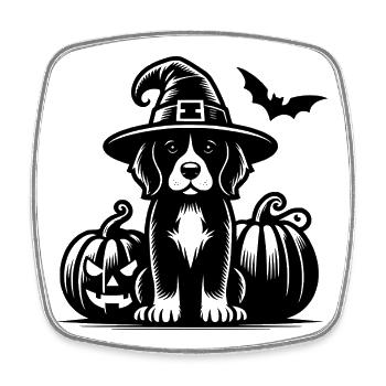 Halloween - Hund - Viereckiger Kühlschrankmagnet - Weiß - Vorne