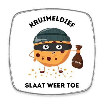 Kleindieb schlägt wieder zu Lustiges Wortspiel - Viereckiger Kühlschrankmagnet - Weiß - Vorne
