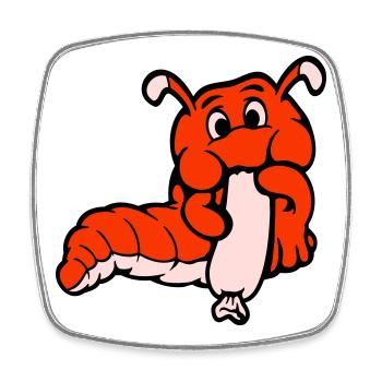 Caterpillar Worm Happy Eats Sausage Sausage Hot Dog - Square fridge magnet - white - Front