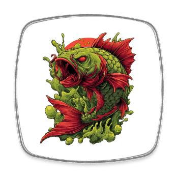 Emerald Koi Fury Splash - Square fridge magnet - white - Front