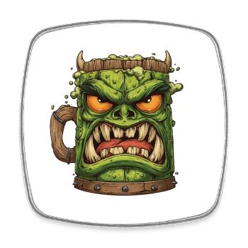 Grimmiger grüner Goblin Becher - Viereckiger Kühlschrankmagnet - Weiß - Vorne