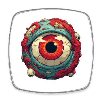 Crimson Eye Orb with Skulls - Square fridge magnet - white - Front