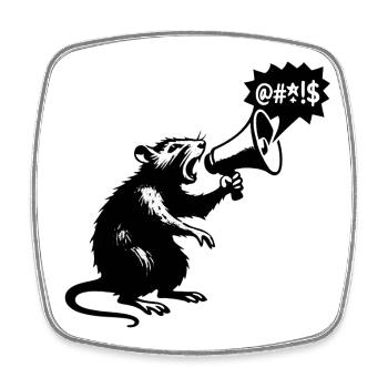 Rat avec mégaphone message fort - Magnet carré - blanc - Devant