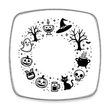 Halloween Symbols Wreath - Square fridge magnet - white - Front