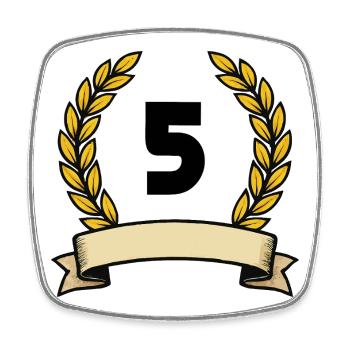 Couronne de laurier dorée numéro 5 - Magnet carré - blanc - Devant