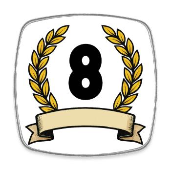 Golden laurel wreath number 8 - Square fridge magnet - white - Front