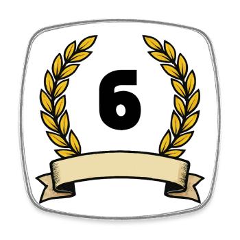 Golden laurel wreath number 6 - Square fridge magnet - white - Front