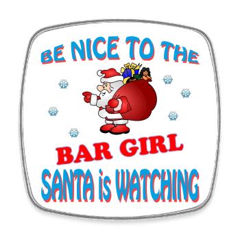SANTA BAR GIRL - Viereckiger Kühlschrankmagnet - Weiß - Vorne