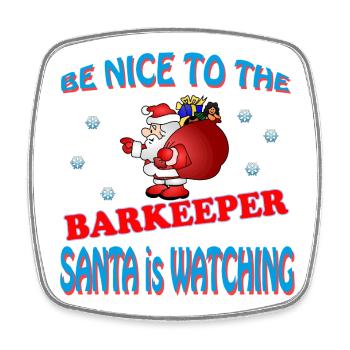 SANTA BARKEEPER - Viereckiger Kühlschrankmagnet - Weiß - Vorne