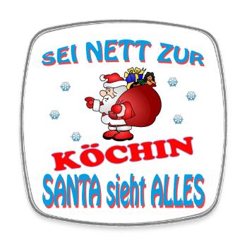 SANTA KÖCHIN - Viereckiger Kühlschrankmagnet - Weiß - Vorne