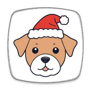 Chien avec chapeau de Père Noël - Magnet carré - blanc - Devant