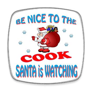 SANTA COOK - Viereckiger Kühlschrankmagnet - Weiß - Vorne