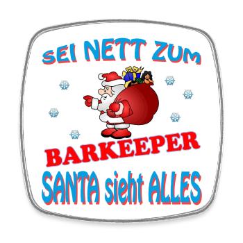 SANTA BARKEEPER - Viereckiger Kühlschrankmagnet - Weiß - Vorne