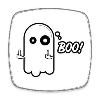 Naughty Ghost – Boo! Funny Halloween Design - Square fridge magnet - white - Front