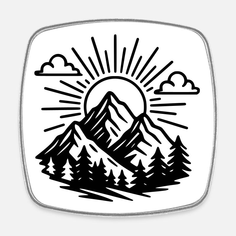 Berge - Viereckiger Kühlschrankmagnet - Weiß
