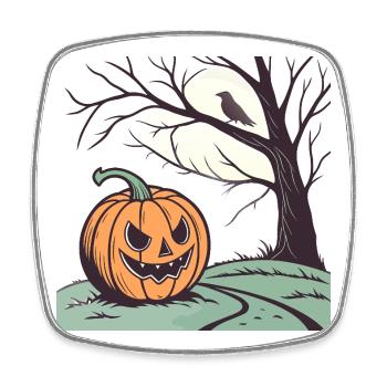 Kürbis Halloween - Viereckiger Kühlschrankmagnet - Weiß - Vorne