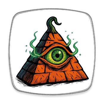 Halloween Pyramid – The Eye of Terror - Square fridge magnet - white - Front