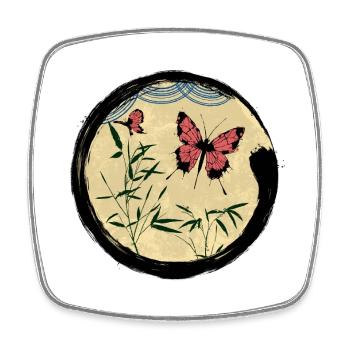 Japanese Butterfly - Viereckiger Kühlschrankmagnet - Weiß - Vorne