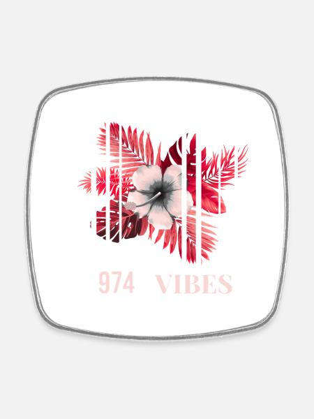 Vibes Tropiques 974 - Magnet carré - blanc