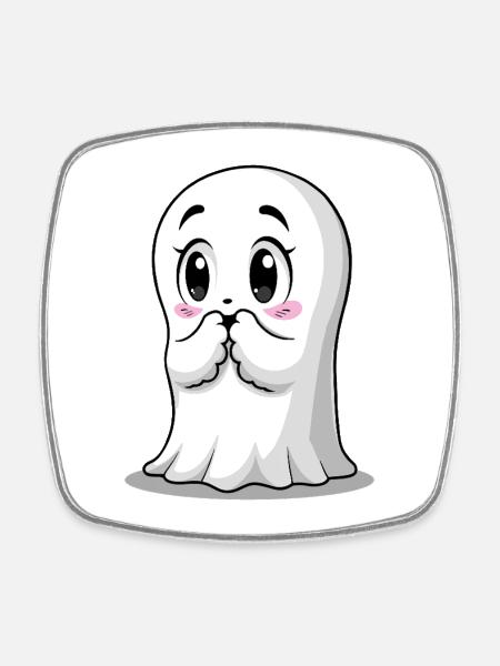 Halloween Doux fantôme - Magnet carré - blanc