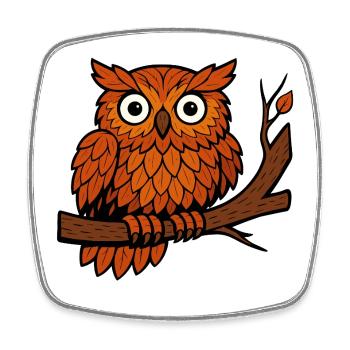 Bande dessinée hibou automne forêt feuillage feuilles branche arbre chasseur - Magnet carré - blanc - Devant