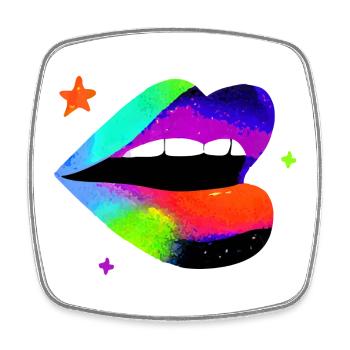 Rainbow Lip Pop Art - Square fridge magnet - white - Front