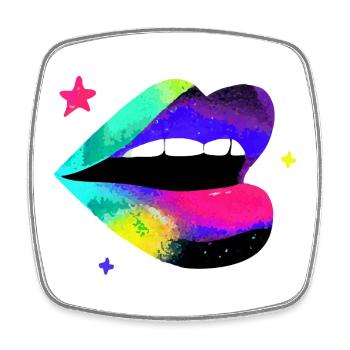 Prismatische Regenbogenlippen Pop Art - Viereckiger Kühlschrankmagnet - Weiß - Vorne