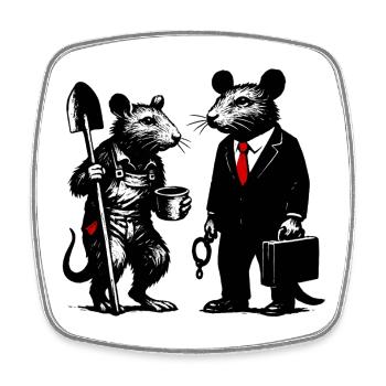 Rat ouvrier et rat de bureau - Magnet carré - blanc - Devant