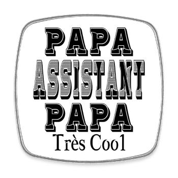 Papa Assistent Papa Sehr Cool - Viereckiger Kühlschrankmagnet - Weiß - Vorne
