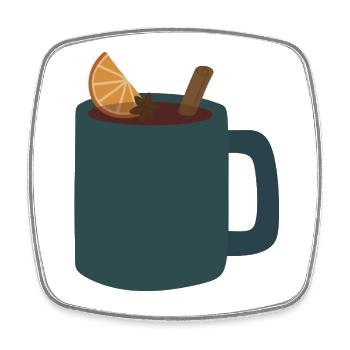 Mulled Wine Mug Illustration - Square fridge magnet - white - Front