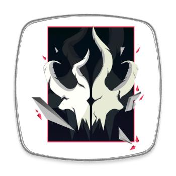 Horned Skull – Red Accent Edition - Square fridge magnet - white - Front