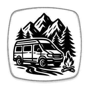 Camping - Viereckiger Kühlschrankmagnet - Weiß - Vorne