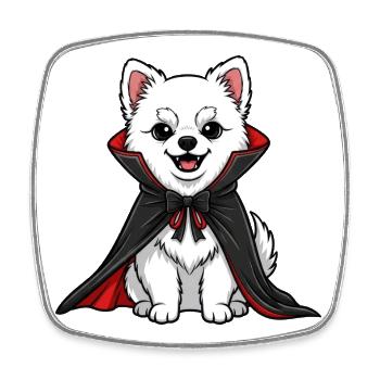 Funny Husky Vampire Halloween Creepy Cartoon - Square fridge magnet - white - Front