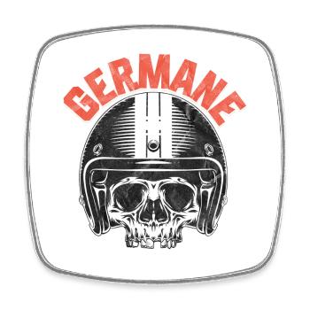 German Skull Motorradhelm Germane - Viereckiger Kühlschrankmagnet - Weiß - Vorne