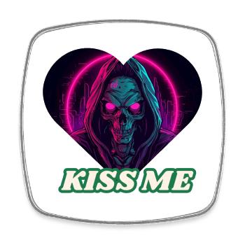 Squelette Néon Kiss Me - Magnet carré - blanc - Devant