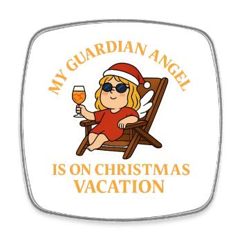 Ange gardien en vacances de Noël - Magnet carré - blanc - Devant