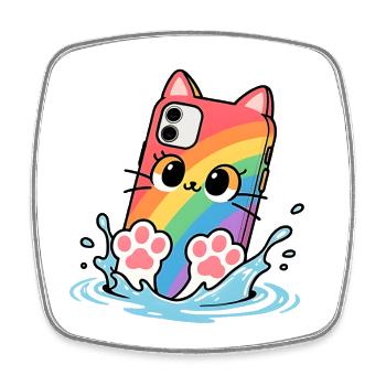 Tauchen Regenbogen Katze Handy - Viereckiger Kühlschrankmagnet - Weiß - Vorne