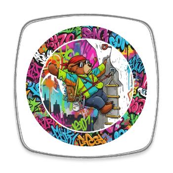 Graffiti Bär am Kletterturm - Viereckiger Kühlschrankmagnet - Weiß - Vorne