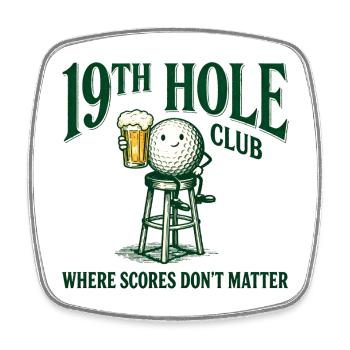 19th Hole Club – Golf & Bier Design - Viereckiger Kühlschrankmagnet - Weiß - Vorne