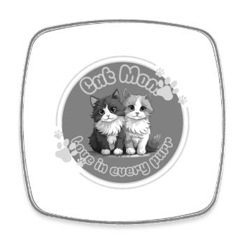 Maman chat – L’amour dans chaque ronronnement - Magnet carré - blanc - Devant