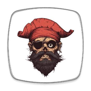 Crâne de pirate avec bandana rouge - Magnet carré - blanc - Devant