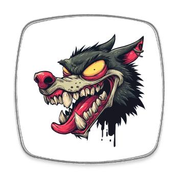 Ferocious Graffiti Wolf Head - Square fridge magnet - white - Front
